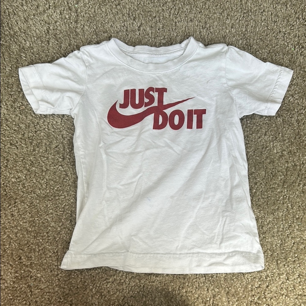 Nike Kids White Tee with Red Just Do It Graphic